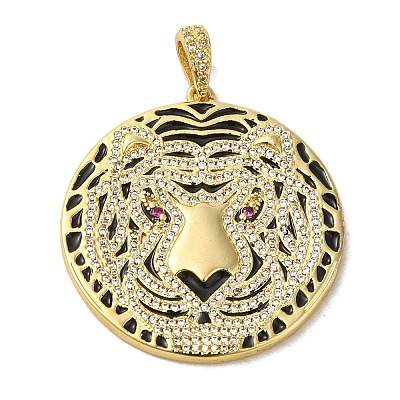 Brass Micro Pave Clear Cubic Zirconia with Enamel Pendants KK-R162-073A-G-1