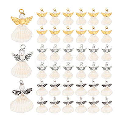 48Pcs 3 Styles Spiral Shell Angel Pendants FIND-PH0020-54-1