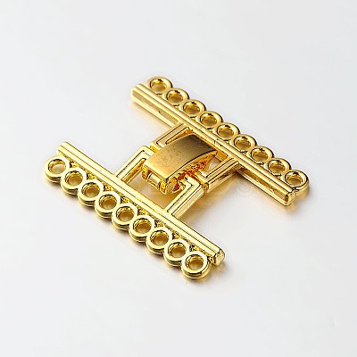 9 Strands Alloy and Brass Fold Over Clasps X-PALLOY-N0112-04G-1