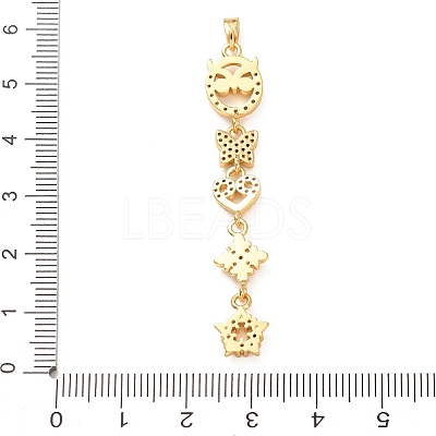 Tassel Brass Micro Pave Clear Cubic Zirconia Big Pendants KK-L271-01G-03-1