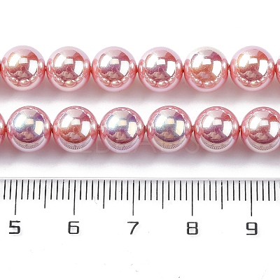 UV Plating Pearlized Glass Pearl Beads Strands GLAA-F128-01B-T9-1