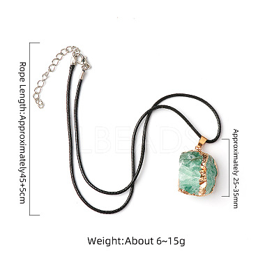 Electroplated Raw Natural Fluorite Neggets Pendant Black Wax Cord Necklaces FS-WG48460-09-1