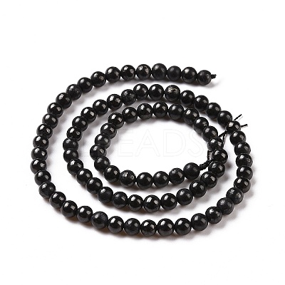 Natural Shungite Beads Strands G-D481-15B-4MM-1