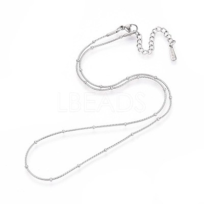 1MM 304 Stainless Steel Satellite Chain Necklaces NJEW-N058-07A-P-1