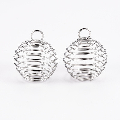 Iron Wire Spiral Bead Cages X-IFIN-R231-14mm-P-1