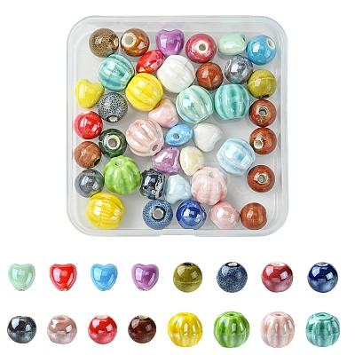 40Pcs Handmade Fancy Antique Glazed Porcelain Beads PORC-FS0001-04-1