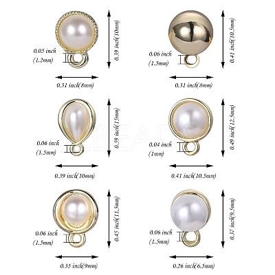 12Pcs 6 Style Alloy & Brass Stud Earring Findings DIY-SZ0009-36-1