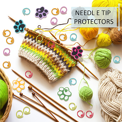 Dog Paw Print Silicone Knitting Needle Stoppers DIY-NB0010-74-1