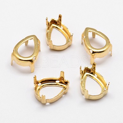 Flat Teardrop Brass Sew on Prong Settings KK-N0084-A02-7x10G-1