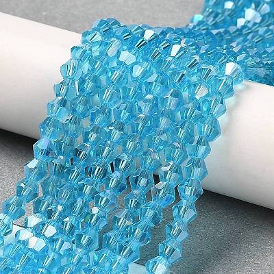 Transparent Electroplate Glass Beads Strands GLAA-F029-4mm-A19-1