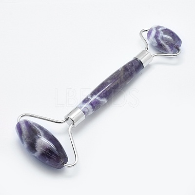 Natural Amethyst Brass Face Massager MRMJ-G008-08P-1