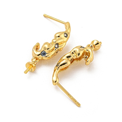 Rack Plating Brass Micro Pave Clear Cubic Zirconia Studs Earrings Finding KK-T072-11G-1