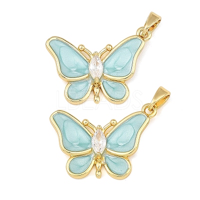Brass Pave Clear Cubic Zirconia Pendants CU-T001-07G-B-1