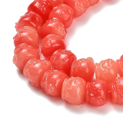 Synthetic Coral Dyed Carved Beads BSHE-H114-03C-1