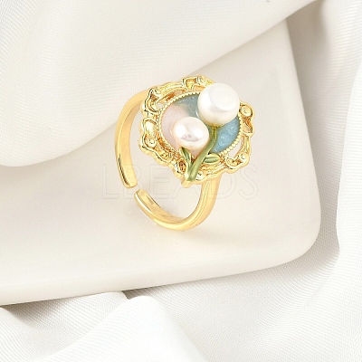 Brass Enamel Cuff Rings RJEW-K291-04G-03-1