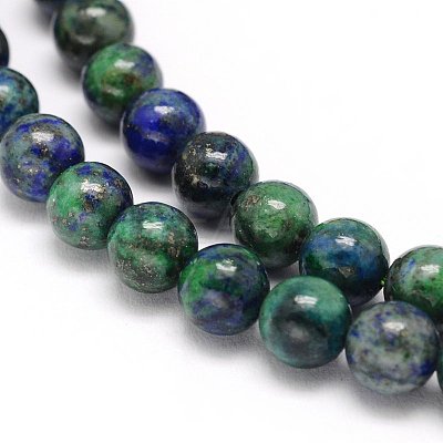 Natural Chrysocolla and Lapis Lazuli Beads Strands X-G-M279-08-4mm-1
