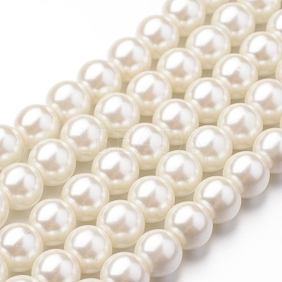 Eco-Friendly Dyed Glass Pearl Round Bead Strands X-HY-A008-8mm-RB011-1