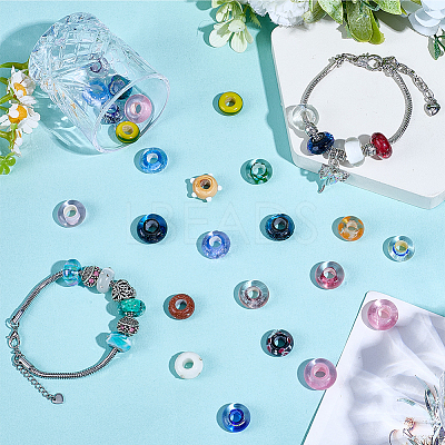 30Pcs Handmade Lampwork European Beads LAMP-SC0001-74-1