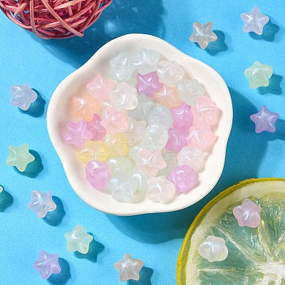 Rainbow Iridescent Plating Acrylic Beads CACR-YW0001-07-1
