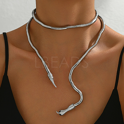 Iron Snake-Shaped Coil Choker Necklaces LS-NJ6393-2-1