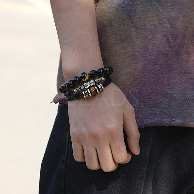 Leather Multi-strand Bracelets BJEW-F352-09P-01-1