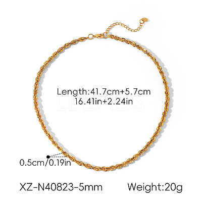 5MM 304 Stainless Steel Rope Chain Necklaces for Men Women WGB369D-02-1