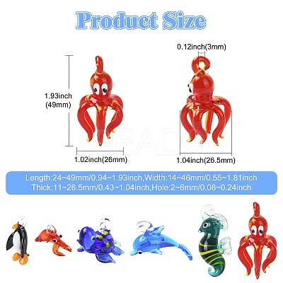 6Pcs 6 Styles Handmade Lampwork Pendants LAMP-CJ0002-69-1