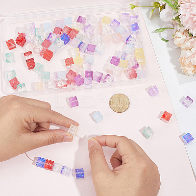 100Pcs 10 Colors Transparent Glass Beads GLAA-PA0001-51-1