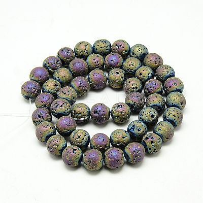 Electroplate Natural Lava Rock Beads Strands X-G-T058-03E-6MM-1