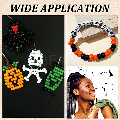 800Pcs 4 Colors Halloween Opaque Plastic Beads KY-SP0001-08-1