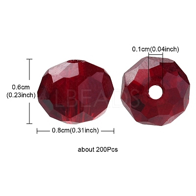 Faceted Rondelle Transparent Glass Beads GLAA-YW0001-84B-1
