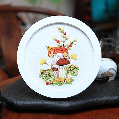 DIY Mushroom Pattern Embroidery Starter Kits DIY-L068-01C-1