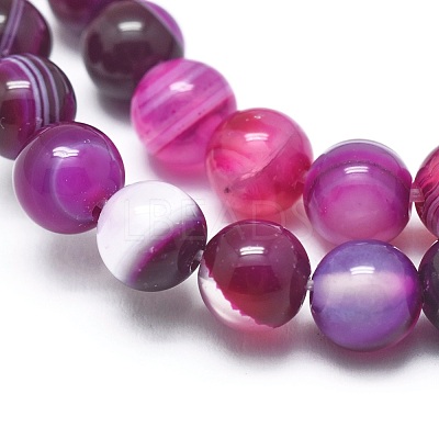 Natural Striped Agate/Banded Agate Beads Strands G-I254-03B-03-1