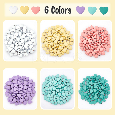 6Strands 6 Colors Rubberized Style Spray Painted Non-magnetic Synthetic Hematite Beads Strands G-CA0001-42-1