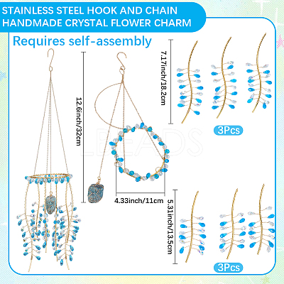 1Bag Iron & Glass Hanging Ornaments HJEW-SP0001-65B-1