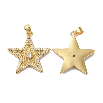 Rack Plating Brass Pave Cubic Zirconia Pendants KK-O142-52G-1