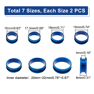 14pcs 7 size Unisex Stainless Steel Grooved Finger Ring Sets RJEW-UN0002-65BL-1