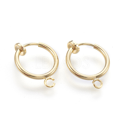 Brass Clip-on Hoop Earrings X-KK-L169-06G-1