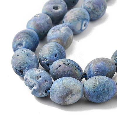Electroplated Natural Druzy Geode Agate Bead Strands G-P251-G02-1