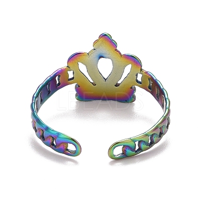 Rainbow Color Ion Plating(IP) 304 Stainless Steel Open Cuff Ring Findigns RJEW-A005-14-1
