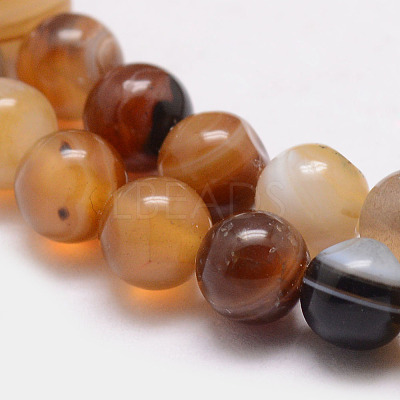 Natural Striped Agate/Banded Agate Bead Strands G-K166-13-6mm-02-1