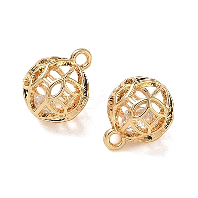 Brass Micro Pave Clear Cubic Zirconia Pendants KK-D261-01G-01-1