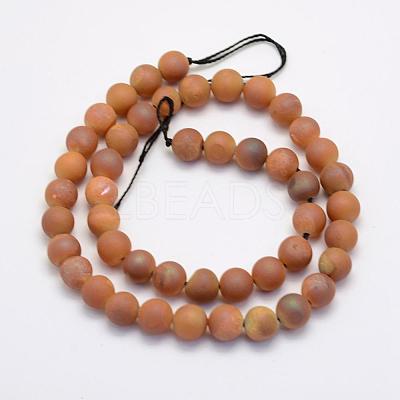 Electroplate Natural Druzy Agate Beads Strands G-G708-8mm-01-1