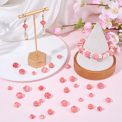 100Pcs 3 Styles Synthetic Coral Dyed Carved Beads SHEL-SC0002-10-1
