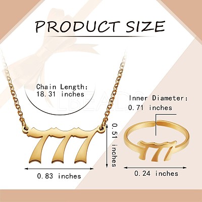 Number Pendant Necklace & Open Cuff Ring JX201A-1