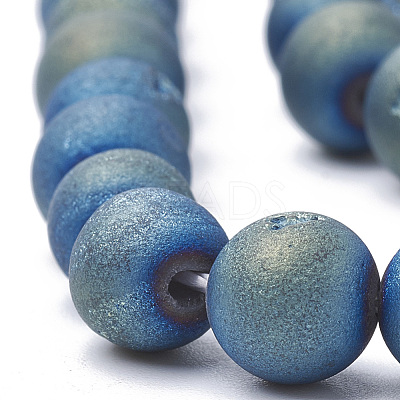 Electroplate Natural Druzy Geode Weathered Agate Beads Strands G-S284-8mm-03-1