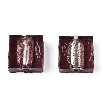 Handmade Silver Foil Lampwork Beads FOIL-S006-12x12mm-05-1