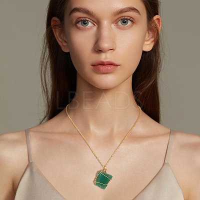 8Pcs 8 Styles Nuggets Natural Mixed Gemstone Pendant Necklaces Set for Women NJEW-FI0001-47-1