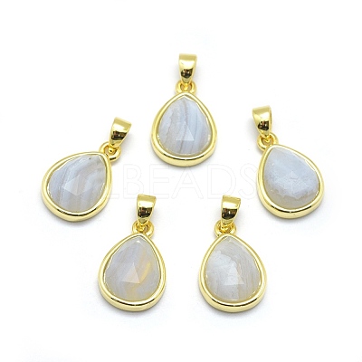 Natural Blue Lace Agate Pendants G-O176J-06G-1