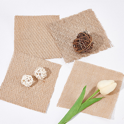 12Pcs 4 Style Square Jute Braided Mats AJEW-DR0001-12-1